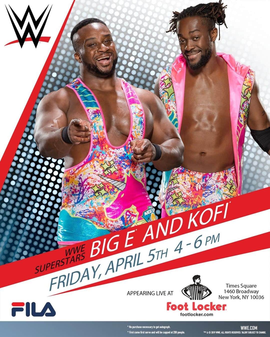 Foot Lockerさんのインスタグラム写真 - (Foot LockerInstagram)「#NYC Come out and kick it with #WWE New Day's @thetruekofi @wwebige and #FILA in celebration of the launch of their Foot Locker Exclusive #FILA x @WWE O-Fit! 🗓: 4/5, 4PM - 6PM 📍: Foot Locker Time Square Flagship」4月3日 8時00分 - footlocker