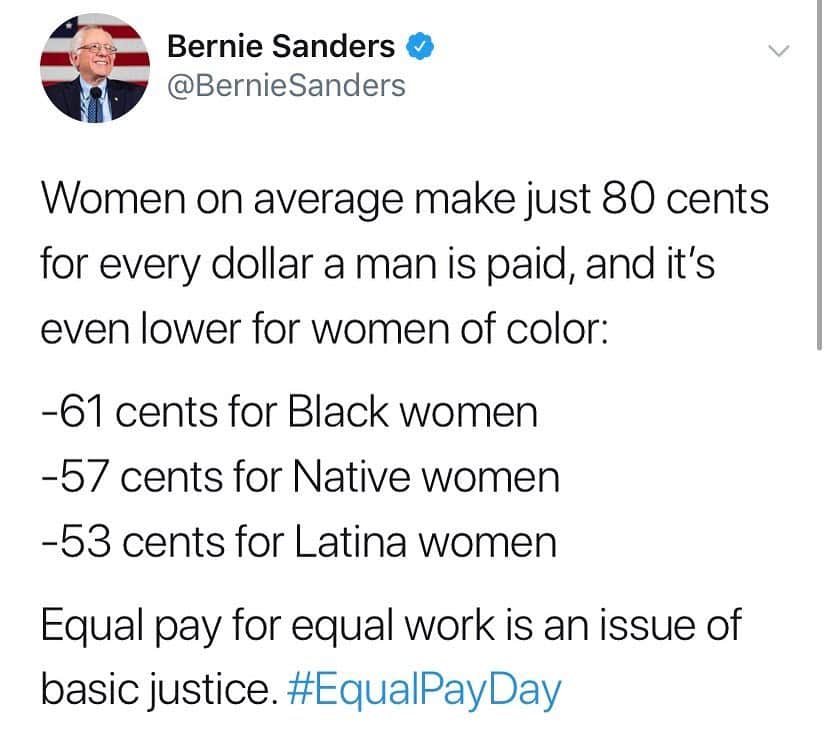 バーニー・サンダースさんのインスタグラム写真 - (バーニー・サンダースInstagram)「Equal pay is an issue of basic justice. #EqualPayDay」4月3日 8時13分 - berniesanders