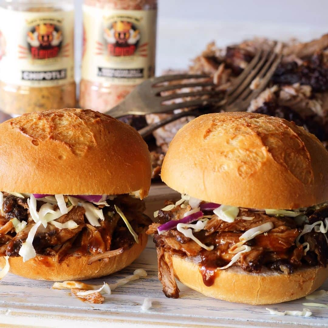 Flavorgod Seasoningsさんのインスタグラム写真 - (Flavorgod SeasoningsInstagram)「SLOW-COOKED BBQ PULLED PORK 🍔🍔⁣ .⁣ Made with:⁣ 👉 #flavorgod Chipotle ⁣ 👉 #flavorgod Pink Salt & Pepper⁣ -⁣ On Sale here ⬇️⁣ Click the link in the bio -> @flavorgod⁣ www.flavorgod.com⁣ .⁣ Very easy recipe for succulent barbecued pork. Choose your favorite brand of BBQ sauce to use with this recipe. Features @flavorgod HIMALAYAN SALT & PINK PEPPERCORN and CHIPOTLE seasonings. Pork shoulder roast from @5280meat.⁣ ⁣ *From @paleo_newbie_recipes:⁣ ⁣ DRY INGREDIENTS:⁣ ⁣ 1 1/2 tsp Flavor God Himalayan Salt & Pink Peppercorn⁣ 1 Tbsp Flavor God Chipotle Seasoning⁣ 3/4 tsp ground cinnamon⁣ 1/2 tsp cumin⁣ 2 tsp unsweetened cocoa powder⁣ ⁣ WET INGREDIENTS:⁣ ⁣ 1 cup beer⁣ 1 cup pre-made barbecue sauce (you'll need at least 16 ounces total)⁣ 1 1/2 Tbsp tamari –or– coconut aminos (soy sauce substitutes)⁣ 2 Tbsp red wine vinegar⁣ 2 Tbsp tomato paste⁣ 2 Tbsp raw honey⁣ --⁣ 2.5 to 3.5 lbs boneless pork shoulder roast⁣ Olive oil (for searing only)⁣ Hamburger buns (we used gluten-free)⁣ ⁣ INSTRUCTIONS:⁣ ⁣ Mix all the above dry ingredients together. Place pork shoulder in a large resealable plastic bag and pat all over with the seasoning mix. Seal and place seasoned roast in refrigerator for about 24 hours.⁣ --⁣ Remove roast from bag. Add a little olive oil to a large skillet over medium-high heat. Sear meat, rotating every few minutes until a darkened crust forms on all sides. Remove from heat. ⁣ --⁣ Next, in a large slow cooker whisk all the wet ingredients listed above together (except the olive oil). Add roast to the mixture, turning to moisten all sides. Cook approximately 4 hours on HIGH –or– 8 hours on LOW until pork is cooked through and pulls apart easily. (Turn roast to a different side 2-3 times during the cooking cycle). ⁣ --⁣ Remove cooked pork, allow to cool, then shred. Pour off about 1/2 the liquid in the slow cooker. Mix in another cup or so of your pre-made BBQ sauce with the remaining liquid. Return shredded meat to the pot, mix well, allow to heat through, and serve.⁣」4月3日 10時00分 - flavorgod