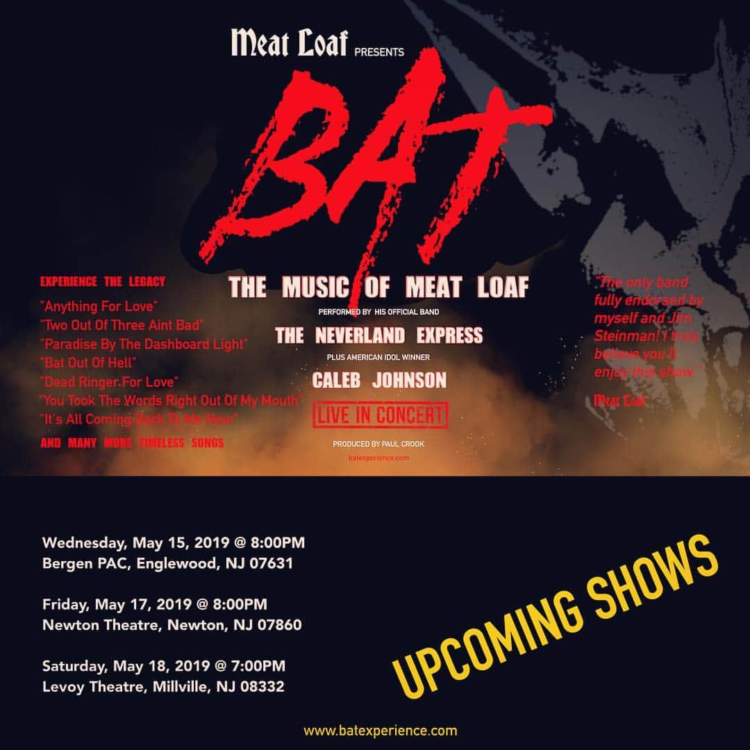 ブライアン・メイさんのインスタグラム写真 - (ブライアン・メイInstagram)「The BAT !!! Folks - if you’re within striking distance of the New Jersey area - AND YOU LOVE MEAT LOAF - don’t miss this opportunity.  This band has Mr Loaf’s personal blessing, and is out there sensationally delivering the epic Meat/Steinman catalogue of songs nightly.  And this is no tribute band. This is Meat’s original touring band, including the crackin’ coupling of awesome Paul Crook on guitar and the Mighty John Miceli On drums.  Caleb has pipes to die for and is real dead ringer for You-Know-Who.  If you’re missing Meat, while he is unable to perform, DON’T MISS THIS !!! Bri #meatloaf #jimsteinman」4月3日 11時08分 - brianmayforreal