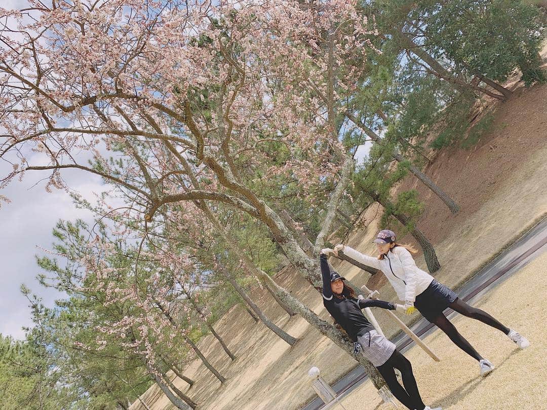 赤崎夏実さんのインスタグラム写真 - (赤崎夏実Instagram)「. 親友ちゃんとGolfDay٭❀* まだ満開ではないけど 桜が咲き始めててどこも綺麗でした(˙꒳​˙ ) この変なポーズはハートのつもり…笑 アラサーがしてみたらこうなりました。 暑くなる前に目標達成しなきゃ( ･ㅂ･) . #ゴルフ #ゴルフ女子 #お花見ゴルフ #今の時期が1番 #パーリーゲイツ #残念な #ハートポーズ #エンジョイゴルフ」4月3日 17時46分 - natsumi_akazaki