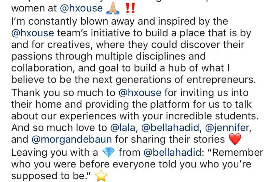 ベラ・ハディッドさんのインスタグラム写真 - (ベラ・ハディッドInstagram)「Thank you to my family at @hxouse for having me speak with some of the most inspiring women I’ve had the pleasure of speaking with @livvperez @jennifer @lala @morgandebaun ! Thank you to everyone who came out to listen, and allowing me to be myself. I am so proud of you for curating another great conversation & for all that you do for the art community ! @lamarctaylor @joachimjohnson @thacommisioner @ivazelic @theweeknd 🖤✔️🖤」4月3日 23時25分 - bellahadid