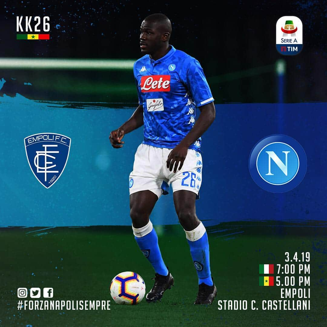 カリドゥ・クリバリさんのインスタグラム写真 - (カリドゥ・クリバリInstagram)「⚽ MATCH DAY 🇮🇹 #EmpoliNapoli #SerieA 🇸🇳 #KK26 #famiglia 💙 #ForzaNapoliSempre 💪🏿 #DifendoLaCittà」4月3日 19時29分 - kkoulibaly26