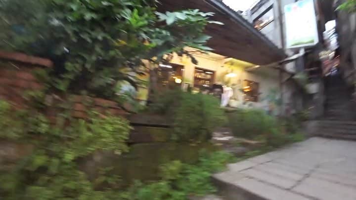 小川貴之のインスタグラム：「「濡れた犬を見た男」 場所:九份へ行く道の途中 . 一人旅なもんで記憶として記録を残すのは自分次第。沢山ビデオを撮っていた。 こんなのが沢山ある。 独り言ではなくて一人リポート。 台湾でも噛みまくり。 「めっちゃ日本っっあの犬っっ慣れてるんだろうけど」て何？」