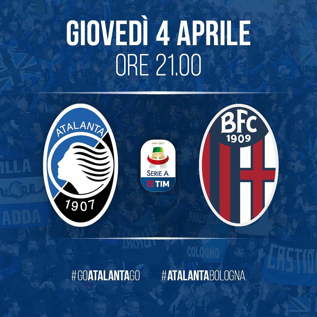 アタランタBCさんのインスタグラム写真 - (アタランタBCInstagram)「Si torna a casa! ⚽️👊 🆚 @officialbolognafc 🇮🇹 #SerieATIM 📆 #4aprile ⌚️ 21:00 CEST 🏠 Stadio di Bergamo 📲 #AtalantaBologna ⚫️🔵 #GoAtalantaGo」4月3日 21時01分 - atalantabc