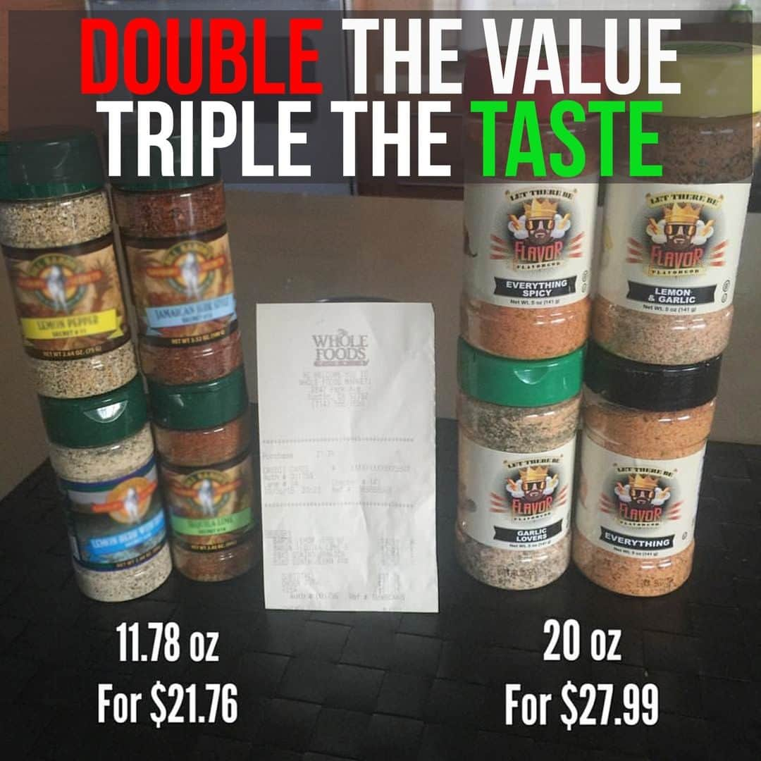 Flavorgod Seasoningsさんのインスタグラム写真 - (Flavorgod SeasoningsInstagram)「DOUBLE the Value, TRIPLE the Taste! 😬😬😬⁣ -⁣ After years of development, I decided to create a seasoning that would optimize the flavor of every food it touched at the discretion of the user. This seasoning would be a carefully crafted blend of herbs and spices that could offer a progression of flavors to your meals that is consistently absent from commercial brands. It became "everything" I'd ever wanted in a seasoning.⁣ -⁣ #flavorgod Seasonings on Sale!🔥🔥🔥⁣ Click the link in my bio @flavorgod⁣ ✅www.flavorgod.com⁣ -⁣ 🌿Made Fresh⁣ ☀️Gluten free⁣ 🥑Paleo⁣ ☀️KOSHER⁣ 🌊Low salt⁣ ⚡️NO MSG⁣ 🚫NO SOY⁣ ⏰Shelf life is 24 months⁣ -⁣ 🌏 I Ship World Wide🌍⁣」4月4日 8時00分 - flavorgod