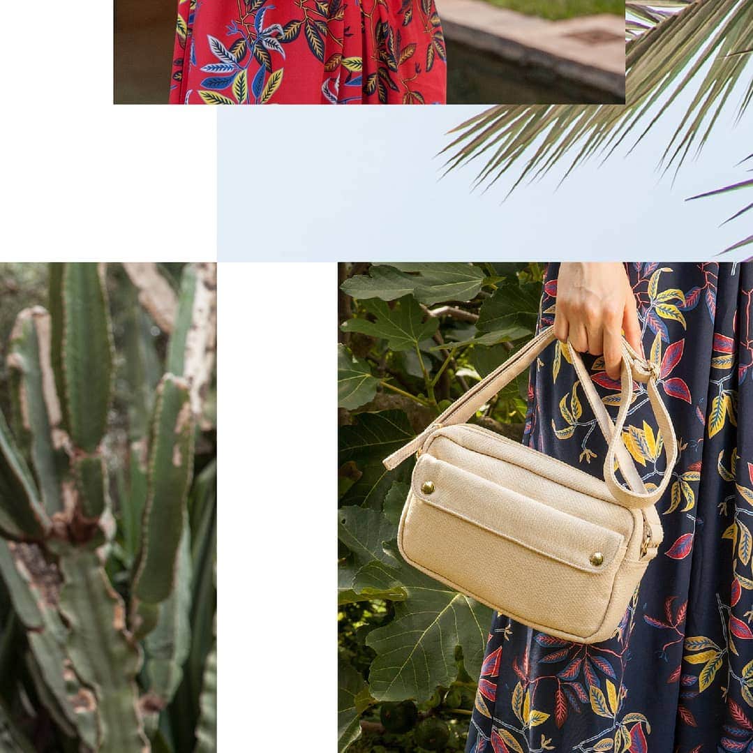 ベンシモンのインスタグラム：「L'accessoire à l'esprit raphia que l'on porte de jour comme de nuit 🇬🇧Spirit raphia for the bag we wear day and night #bensimon #casualfolk #feuillageexotique #voyagevoyage」