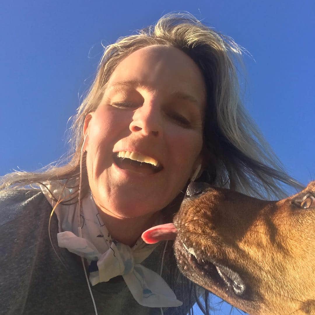 ヘレン・ハントさんのインスタグラム写真 - (ヘレン・ハントInstagram)「And on my morning walk, this guy showed up out of nowhere and kissed me. My life is good. #dogsofhawaii」4月4日 3時55分 - helenhunt