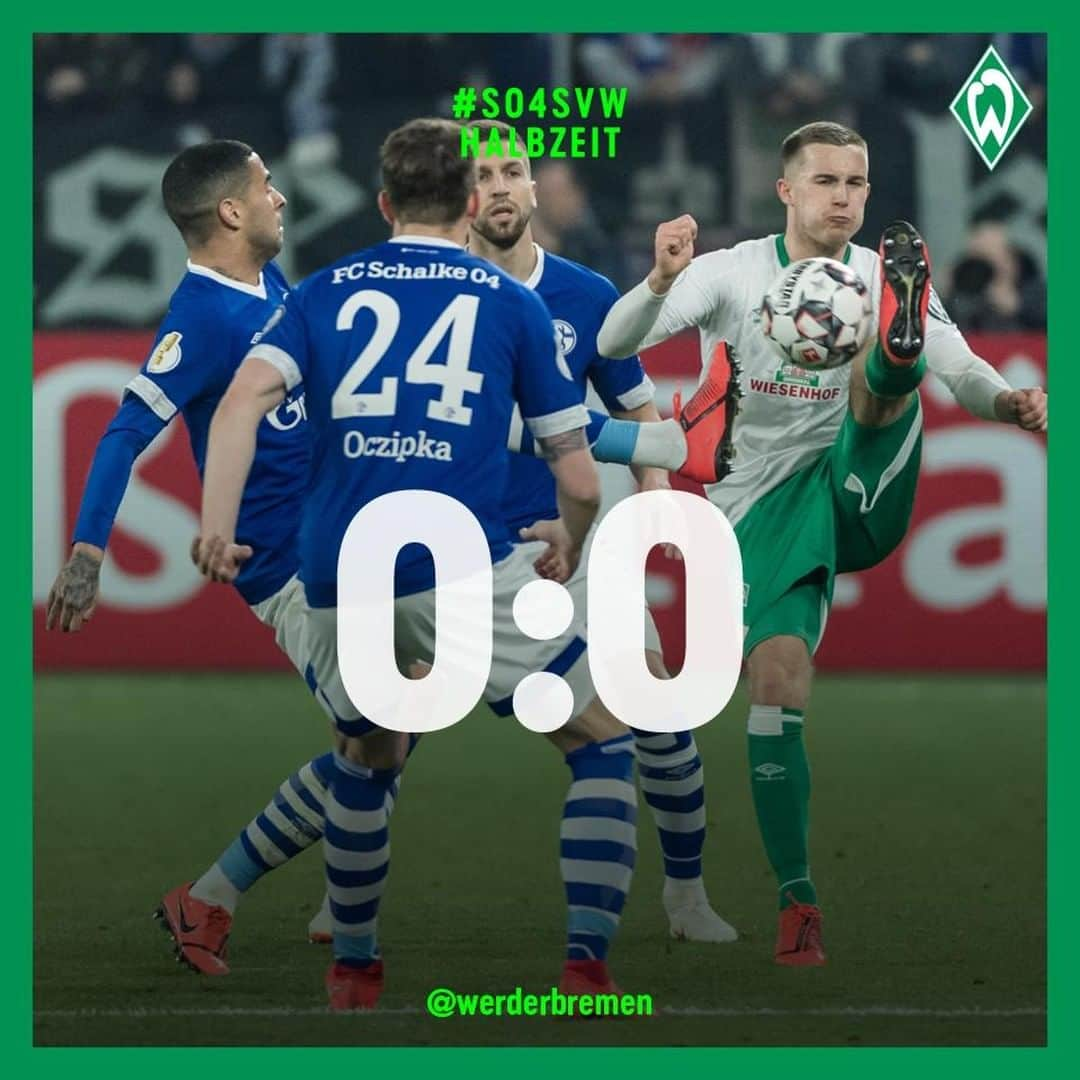 ヴェルダー・ブレーメンさんのインスタグラム写真 - (ヴェルダー・ブレーメンInstagram)「⏲️ 45' Torlos geht es in die Kabine. _______ #werder #bremen #svw #s04svw #Pokal #Viertelfinale #nordphoto」4月4日 4時31分 - werderbremen