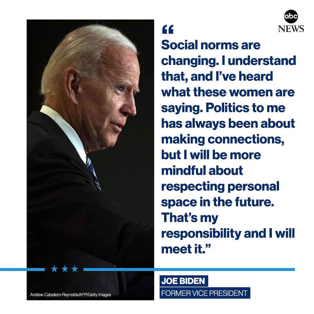 ABC Newsさんのインスタグラム写真 - (ABC NewsInstagram)「JUST IN: Former Vice President Joe Biden responds to criticism he's faced after allegations  inappropriate touching: "I will be more mindful about respecting personal space in the future." #joebiden #politics」4月4日 4時34分 - abcnews