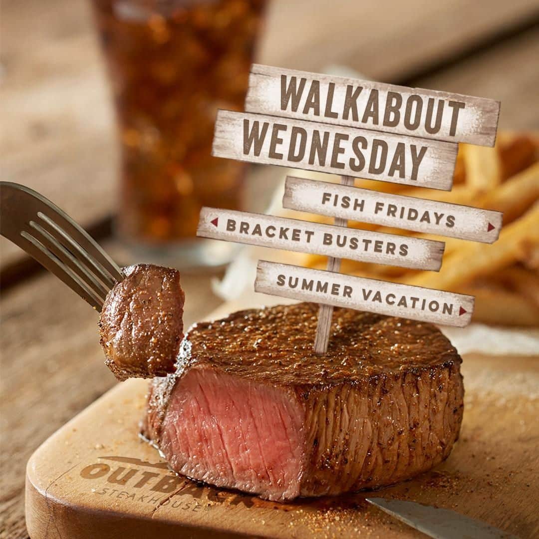 Outback Steakhouseさんのインスタグラム写真 - (Outback SteakhouseInstagram)「Mid-week steak is for winners. That's why you're invited. #WalkaboutWednesday」4月4日 5時30分 - outback