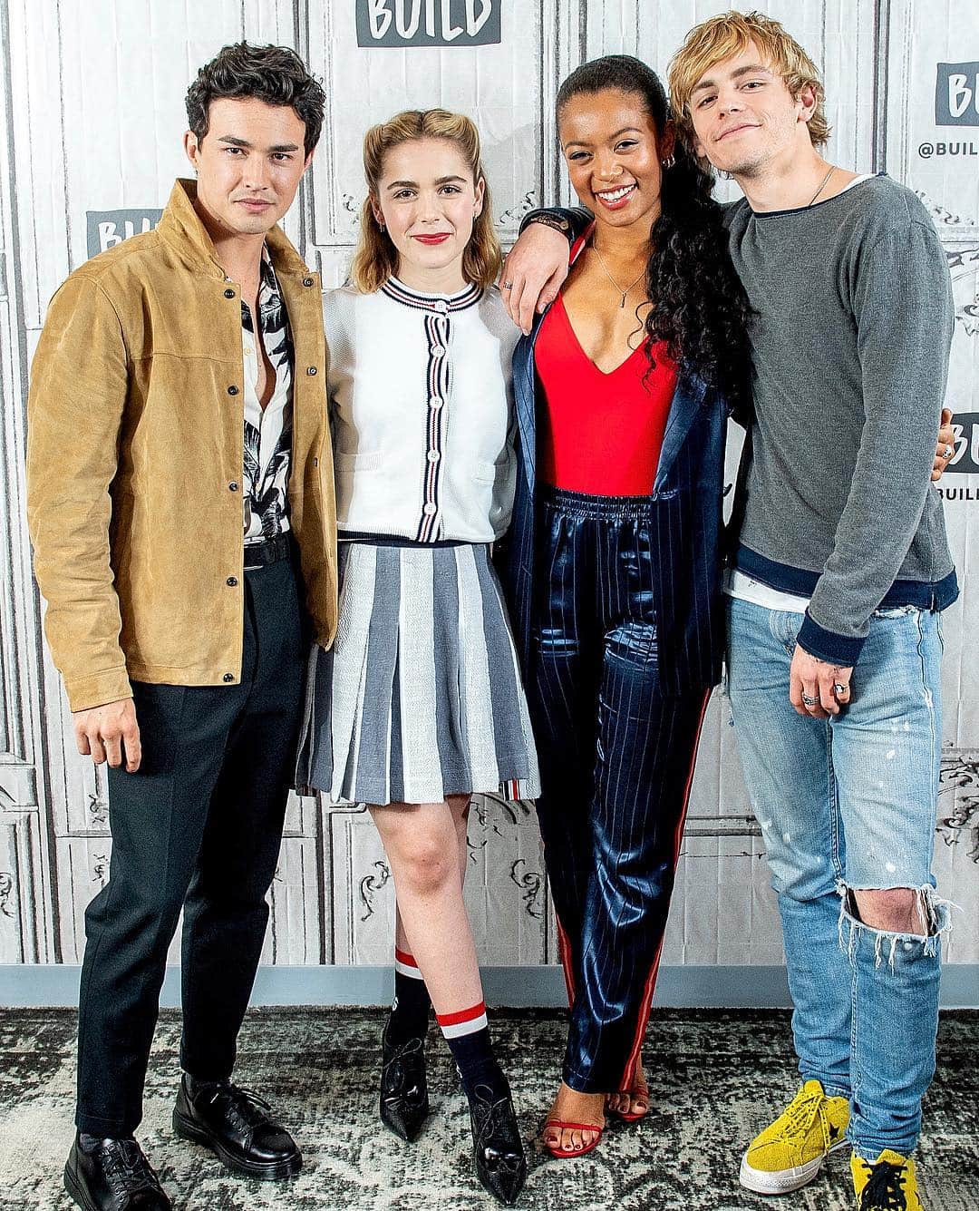 Just Jaredさんのインスタグラム写真 - (Just JaredInstagram)「The @sabrinanetflix cast - @gavinleatherwood, @kiernanshipka, and real-life couple @jaz_sinclair in @ragandbone and @ross_lynch - discuss their @netflix series at @buildseriesnyc! Head to JustJared.com to find out what they’ve kept from set, their thoughts on a @thecwriverdale crossover, and more! #GavinLeatherwood #KiernanShipka #JazSinclair #RossLynch #ChillingAdventuresOfSabrina #Netflix #BuildSeries #RagAndBone Photo: Getty」4月4日 7時07分 - justjared