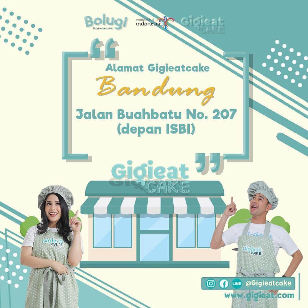 Raffi Ahmadさんのインスタグラム写真 - (Raffi AhmadInstagram)「Yeah ... Akang Teteh @gigieatack sekarang hadir di kota BANDUNG nih , Buat kalian yg lagi liburan di kota bandung wajib mampir kesini , Dan ngehits  langsung di Toko gigieatcake bandung 😍😍 . . . Ststtst Aa Rafatar tunggu kedatangan kalian di toko bandung ya guys 😘😘 . . #segigitbikinhits #gigieatcake #bandung #raffinagita1717 #bandunghits #rindubandung」5月3日 10時38分 - raffinagita1717