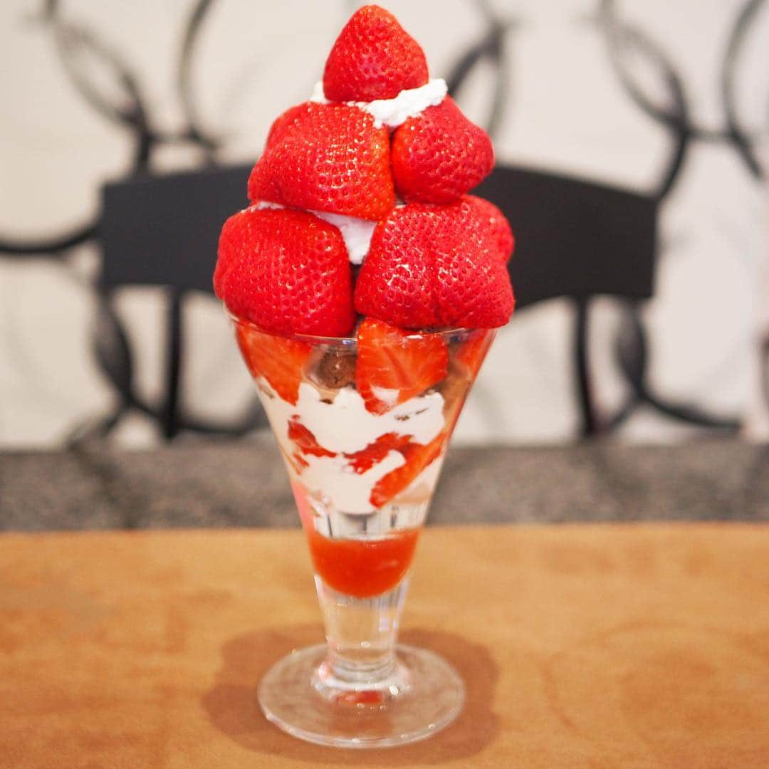 のインスタグラム：「2019.5.2 GWウィークの初日に食べた、 千馬MIYABIさんのあまおうパフェ 1,850円+税でお高かったけど、 こだわりのあまおうを2パックも使ってるとのこと。 いちご好きの息子にかなり食べられた😂  次の日から息子が風邪をひき、 いくつか予定を延期して ゆっくり過ごしておりました。 GW後半は昨日から来客多め。 頑張らないと😤 #千馬MIYABI #あまおうパフェ #いちごパフェ #パフェ #京都カフェ #京都スイーツ #京都スイーツ巡り #🍓 #いちごスイーツ #京都スイーツ」