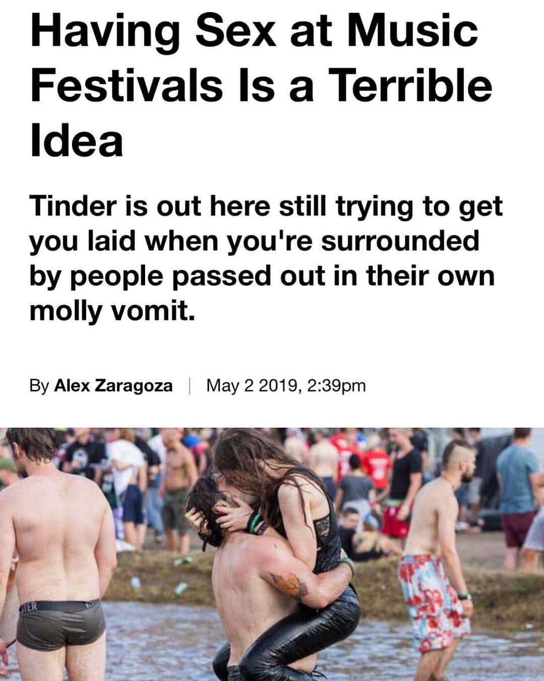 VICEさんのインスタグラム写真 - (VICEInstagram)「Tinder is announcing 'Festival Mode,' for people who have no problem getting laid in a sea of filth, sweat, and sunburn. 🍆 👎 Read more at the link in bio.」5月3日 4時01分 - vice