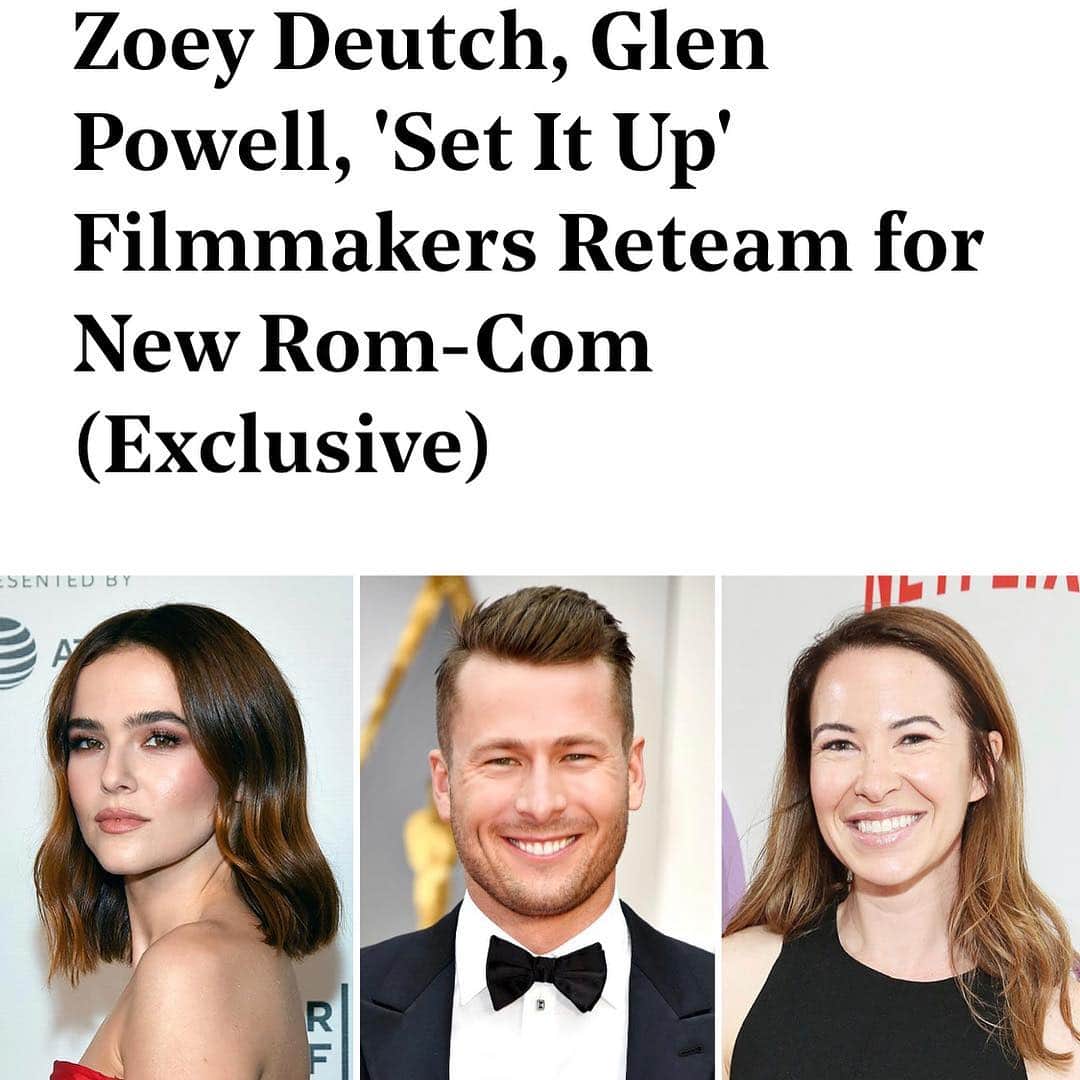 グレン・パウエルのインスタグラム：「Wow. @zoeydeutch and @katierosesilberman will do anything to hang out with me again.」