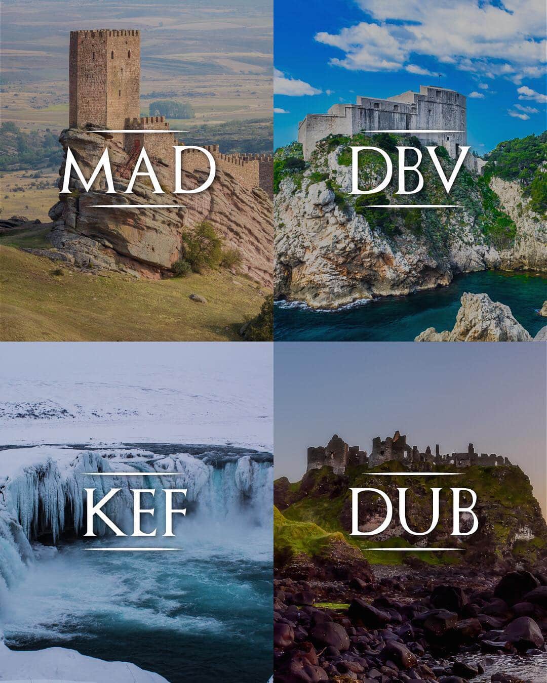 アメリカン航空のインスタグラム：「Need to escape the White Walkers? Head “south” nonstop to Dubrovnik this summer ... or to Madrid all year long! ⠀⠀⠀⠀⠀⠀⠀⠀⠀ Loyal to the North? More routes to Ireland and Iceland are coming. Relive your favorite scenes on a dream “filmed-here” vacation across our network. ⠀⠀⠀⠀⠀⠀⠀⠀⠀ ⠀⠀⠀⠀⠀⠀⠀⠀⠀ #DBV – Dubrovnik coming this June #KEF – Reykjavik returning this June #DUB – Dublin from DFW coming this June #MAD – More Madrid options year round」