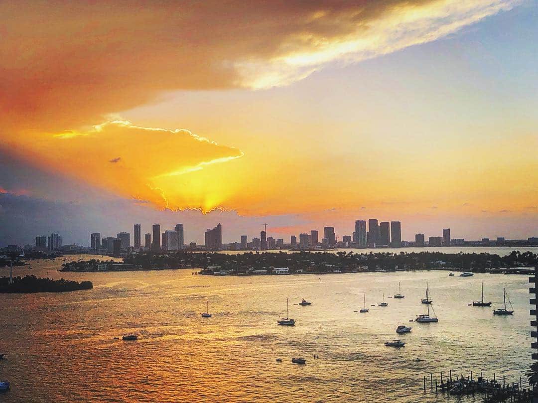 サイモン・シュナピアのインスタグラム：「What an incredible parting gift #sunset #miamibeach」