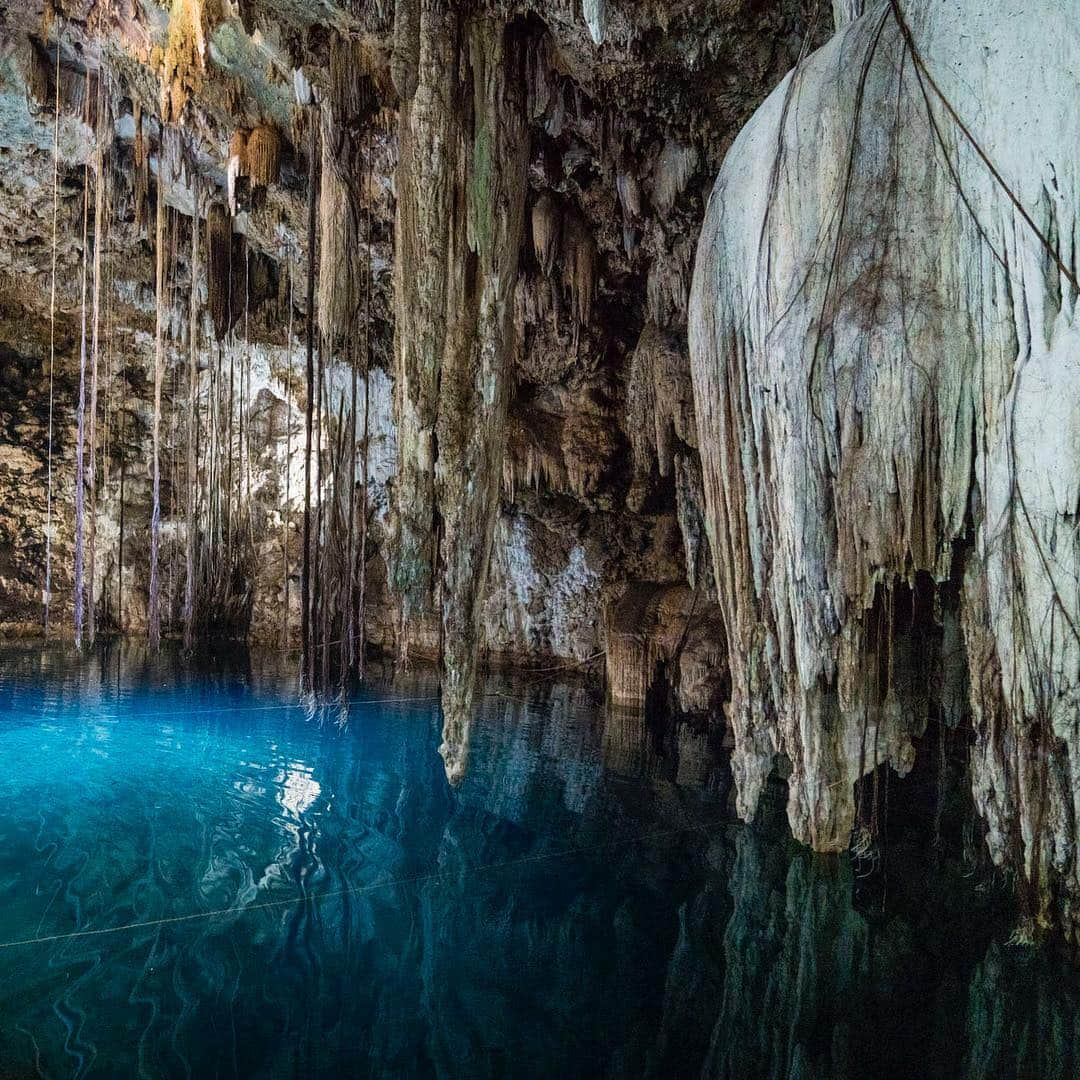 ルフトハンザさんのインスタグラム写真 - (ルフトハンザInstagram)「A water world beneath your feet – the Yucatán Peninsula is covered with various Cenotes. The clear water lets you see into the depth while beams of light shine from above making the water appear even more turquoise. #Lufthansa #Yucatán #EnrichingLife」4月29日 23時05分 - lufthansa