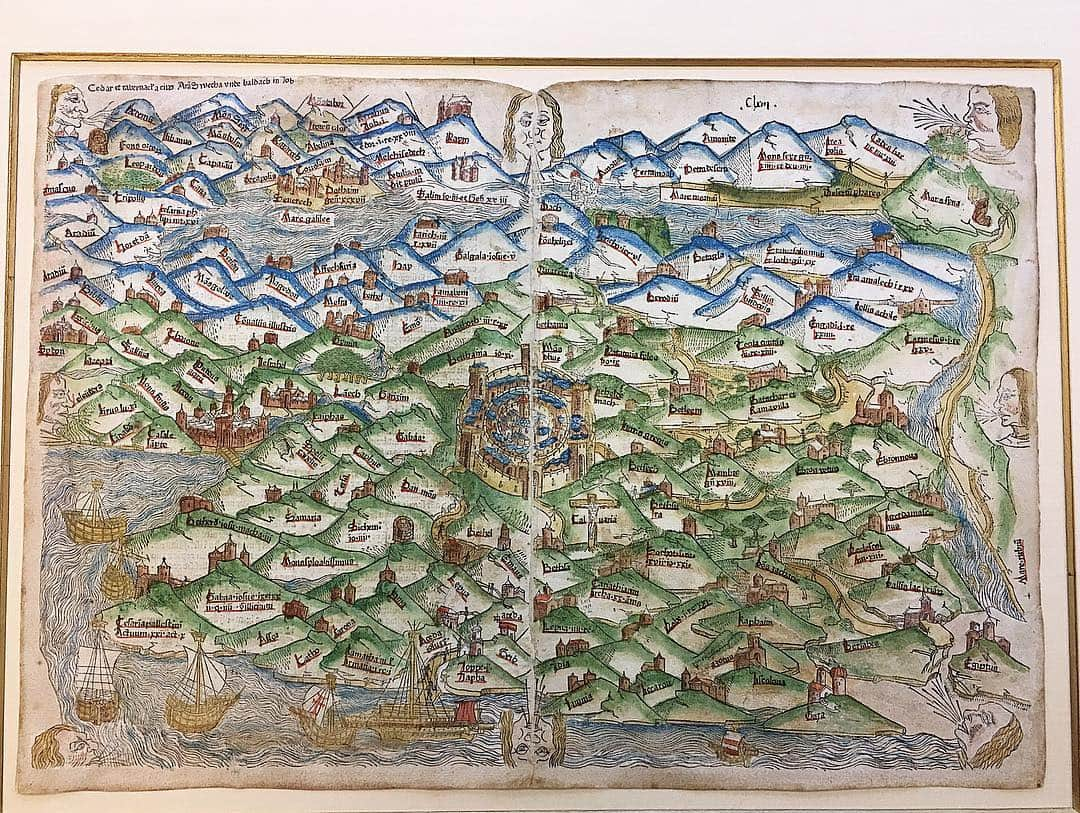 サザビーズさんのインスタグラム写真 - (サザビーズInstagram)「This hand-coloured 544-year-old map presents a bird’s-eye view of The Holy Land as imagined in 1475, stretching down from Damascus in the north to Jerusalem in the centre and the Red Sea. Characterful ‘wind heads’ adorn the corners of the map, as do vignettes of biblical scenes, such as Moses and the tablets on Mount Sinai. This early printed map, a remarkable survival, will be offered in London next month as part of the Travel, Atlases, Maps and Natural History sale. 🌍 #SothebysBooks #Map #Travel」4月29日 23時09分 - sothebys