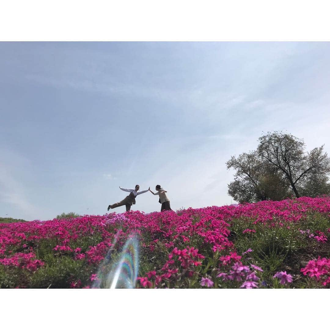 YU-U（工藤由布）さんのインスタグラム写真 - (YU-U（工藤由布）Instagram)「🌸みさと芝桜🌸 なおみさんとの成功ハイタッチ🙌🏻 はなちゃんと失敗ハイタッチ🙌🏻 「ソフトクリーム🍦大好き💕食べよー」と私となおみさん👯‍♀️ 「わたし食べない〜」って言ってたはなちゃんは 食べ終わりそうな時に「やっぱり食べる」って😂 溶けちゃった写真しか撮れなかったの件😑😑😑 あーー楽しいっ💕 ・・・ #みさと芝桜公園」4月29日 14時50分 - nyan22u22nyan