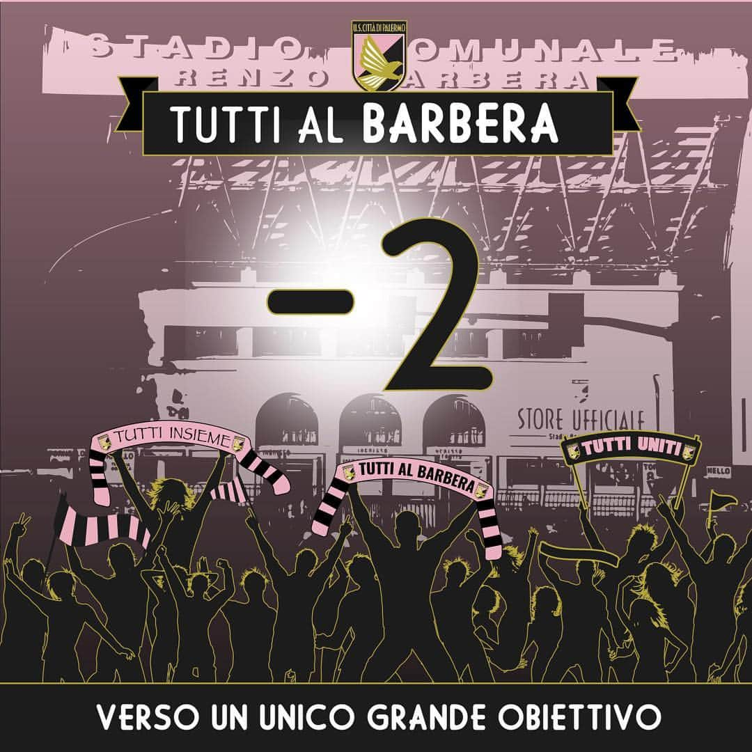 USチッタ・ディ・パレルモのインスタグラム：「📅 Mercoledì 1 Maggio (ore 12.30) 🙌🏻 #TUTTIALBARBERA per ⚽️ PALERMO-SPEZIA 🏟 🎟 Dalle 16.00 biglietti disponibili anche presso la Biglietteria Sud del “Renzo Barbera”. Tariffe ridotte per donne, Under 18 e Over 65 e promo abbonamenti per la stagione 2019/2020 💪🏻💪🏻💪🏻 tutte le info sul nostro sito ufficiale 💻📲」