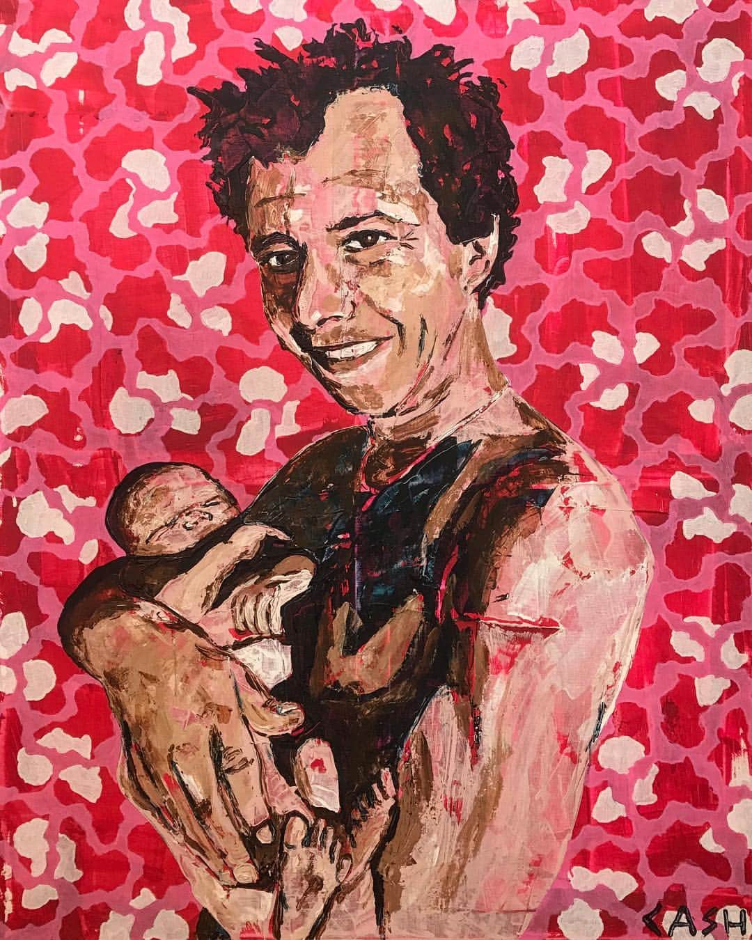 CASH（Carl Anders Sven Hultin）のインスタグラム：「Rose (80cm x 100cm) 🌸@gerberantoine #artwork #familyportrait #commission #painting #portrait」