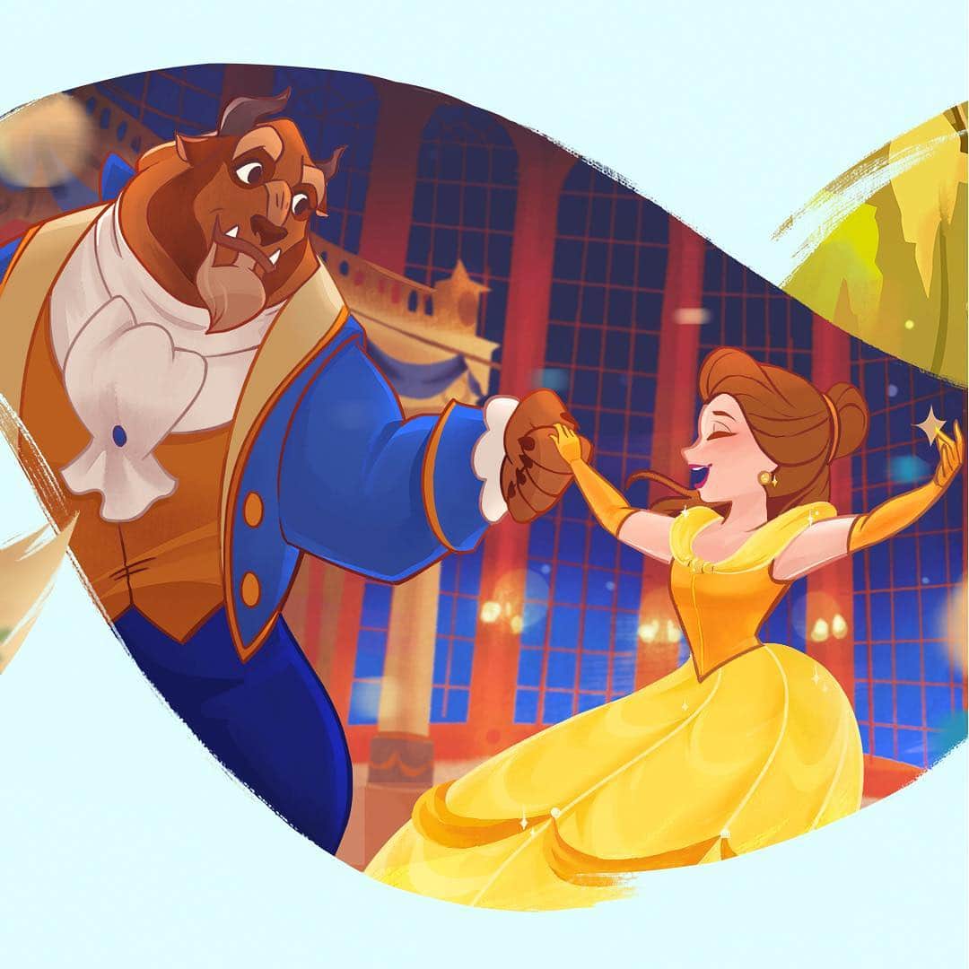 美女と野獣のインスタグラム：「Fairytale footwork. ✨ Waltz over to @thedisneyprincesses to see the full mural.」