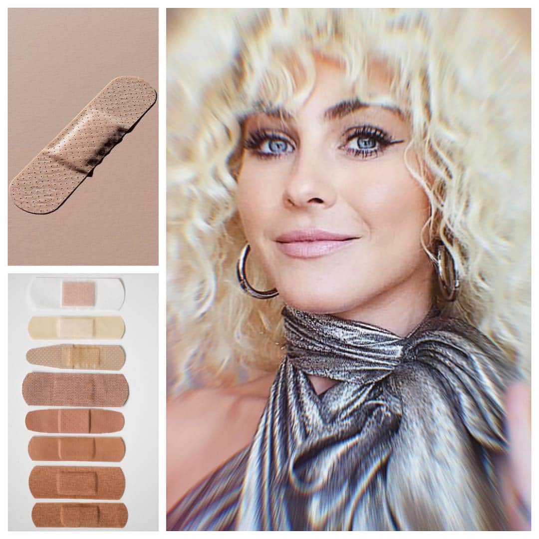 JO BAKERのインスタグラム：「J U L I A N N E • H O U G H 🇺🇸 Sporting first aid fleshtones.... #juliannehough #plasters #oldschool #nudes #fleshy #firstaid #disco #diva  Tap for team... #jobakermakeupartist  using @tomford shadow palette in #goldenmink 🚑 (old school fleshtones anyway-remember back in the day when plasters and bandaids only came in silly pink skin colors, I’m so glad we have evolved) #inclusion」