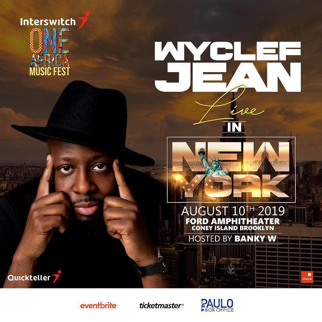 ワイクリフ・ジョンのインスタグラム：「NEWYORK CITY!!!!! come watch me live on stage at The Ford Amphitheater in Brooklyn on August 10th!!! I'm coming with my African Gang to read the signs of your body 🌈🌈🌈 @quicktellerng @paulo2104 Get Tickets Now!!! @pauloboxoffice @ticketmaster  at the @fordampconey in Coney Island Brooklyn ❤🌍🔥 This event is brought to you by @OneAfricaGlobal ❤🌍🔥 #interswitchOneAfricaMusicFest @headsmusic @maddisays」