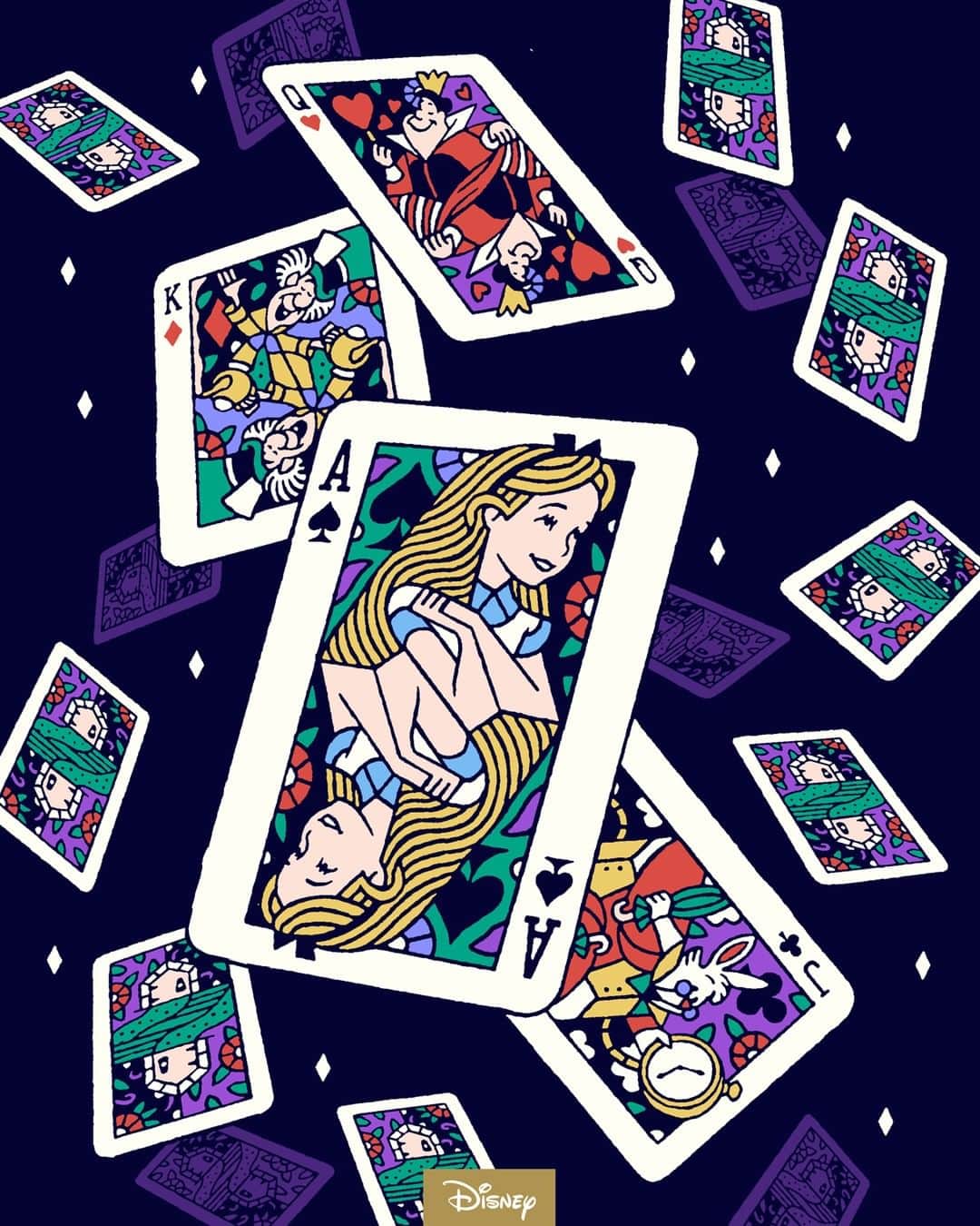 Disneyさんのインスタグラム写真 - (DisneyInstagram)「What's the deal? These Alice in Wonderland playing cards are aces! 🃏 | 🎨: Joshua Noom」4月30日 5時00分 - disney