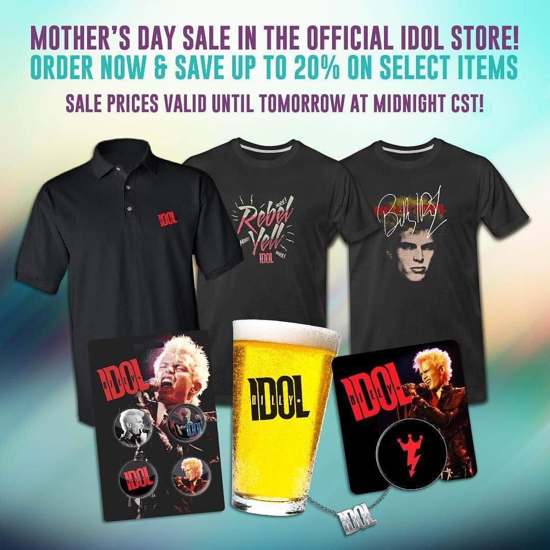 ビリー・アイドルさんのインスタグラム写真 - (ビリー・アイドルInstagram)「Mother’s Day sale in the official store through tomorrow... Order now to ensure delivery by Mother’s Day! 🛒🎁billyidol.net」4月30日 6時33分 - billyidol