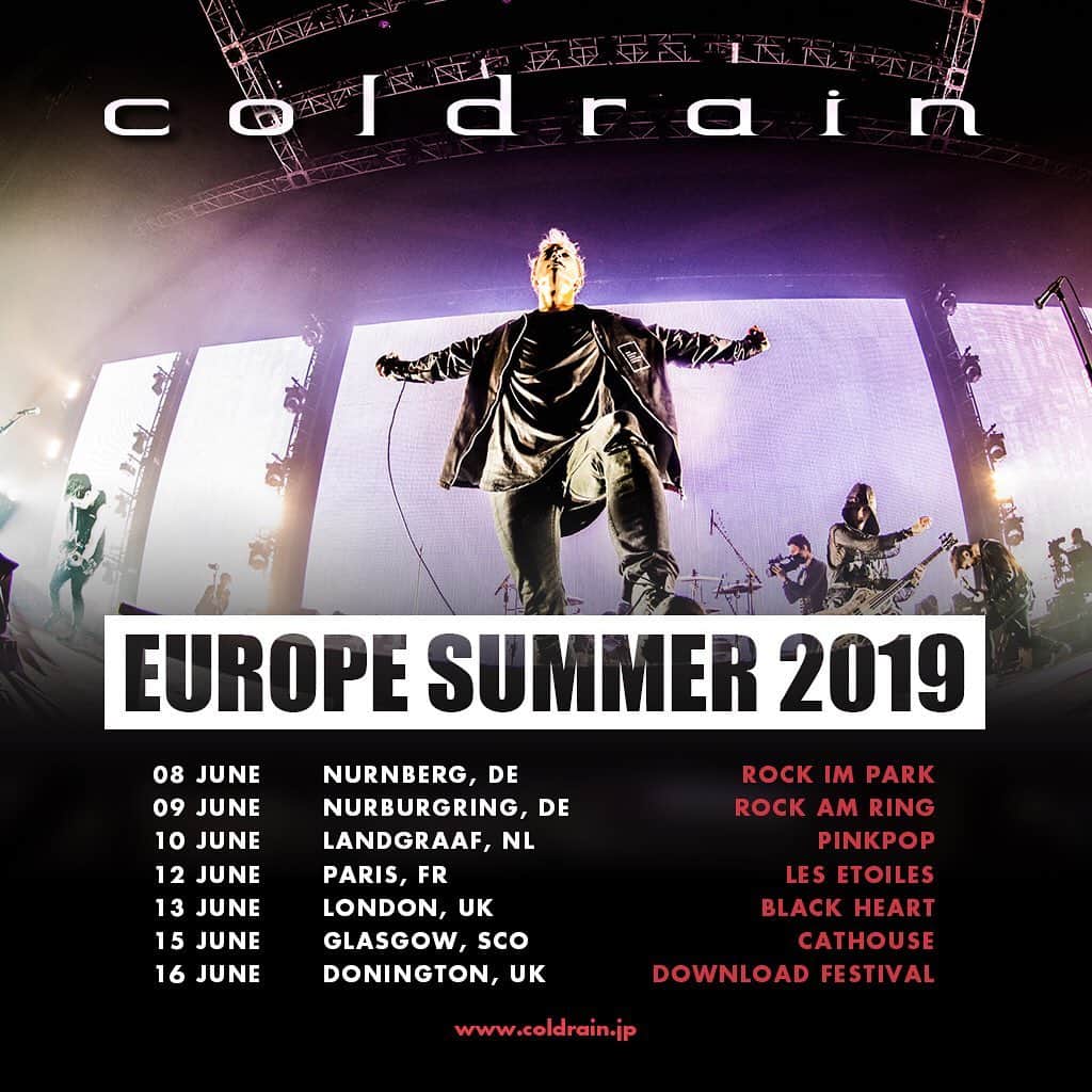 coldrainさんのインスタグラム写真 - (coldrainInstagram)「‪On top of our Festival shows in Germany, Netherlands, and the UK, we're now happy to announce our 3 headline shows in Paris, London and Glasgow!!‬ ‪http://coldrain.jp/news/‬ ‪#coldrain‬」4月30日 17時04分 - coldrain_official