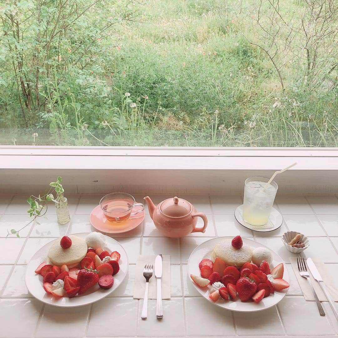 工藤はるかさんのインスタグラム写真 - (工藤はるかInstagram)「ㅤㅤㅤㅤㅤㅤㅤㅤㅤㅤㅤㅤㅤ ㅤㅤㅤㅤㅤㅤㅤㅤㅤㅤㅤㅤㅤ 🍓🍓🍓 ㅤㅤㅤㅤㅤㅤㅤㅤㅤㅤㅤㅤㅤ ストーリーズで質問が多かったここは  千葉にある農園のカフェ🍓 ㅤㅤㅤㅤㅤㅤㅤㅤㅤㅤㅤㅤㅤ 内装ぜんぶかわいかったし、 パンケーキもいろんな種類のいちごがのっていて 本当に美味しくて全員一瞬でペロリでした😋 ㅤㅤㅤㅤㅤㅤㅤㅤㅤㅤㅤㅤㅤ カフェ探しのプロ @yukannu0327 と、笑 おはる @__haru3 運転ありがとう🚗♡ 違うフルーツのときにもまた行きたいな〜〜 ㅤㅤㅤㅤㅤㅤㅤㅤㅤㅤㅤㅤㅤ」4月30日 18時23分 - har_326