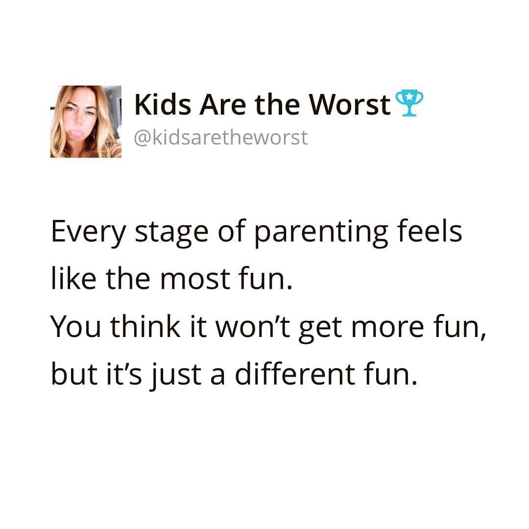 Kids Are the Worstさんのインスタグラム写真 - (Kids Are the WorstInstagram)「Swipe for the other truth. . Nah, it’s not funny. Unless thinking it will get easier is funny. 🤔😂 Parenting is hard AND fun. It’s the best AND worst at times. Babies are hard AND fun. Same with teenagers. We are all in this together, my friends. 👊 . #kidsaretheworst」4月30日 10時10分 - kidsaretheworst