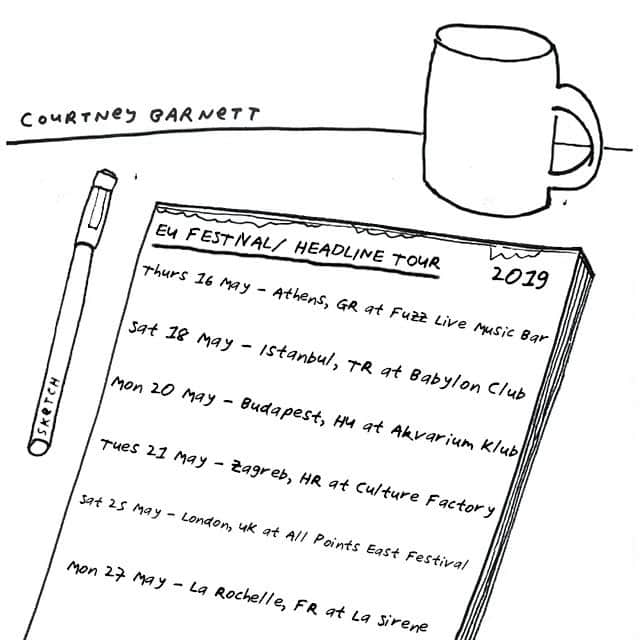 コートニー・バーネットのインスタグラム：「back on tour real soon!!🌹🌹🌹 can’t wait to play first ever shows in Athens, Istanbul, Budapest, Zagreb, La Rochelle and Biarritz!! tix & info www.courtneybarnett.com.au/tour」