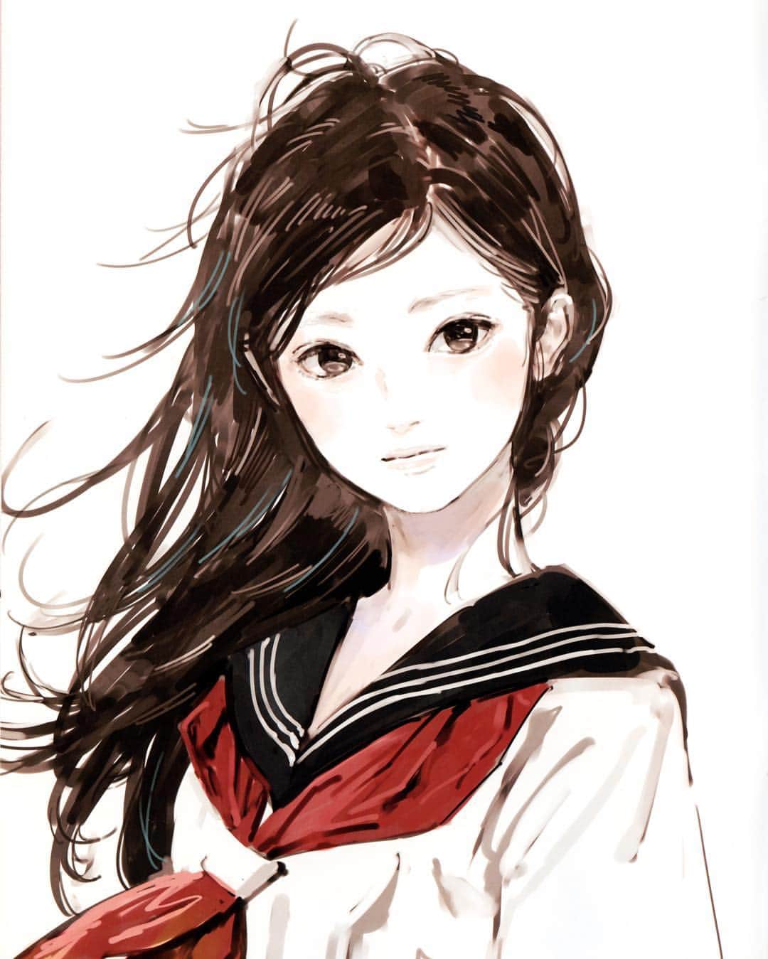 岸田メルのインスタグラム：「#schoolgirl #illustration #artwork #drowings」
