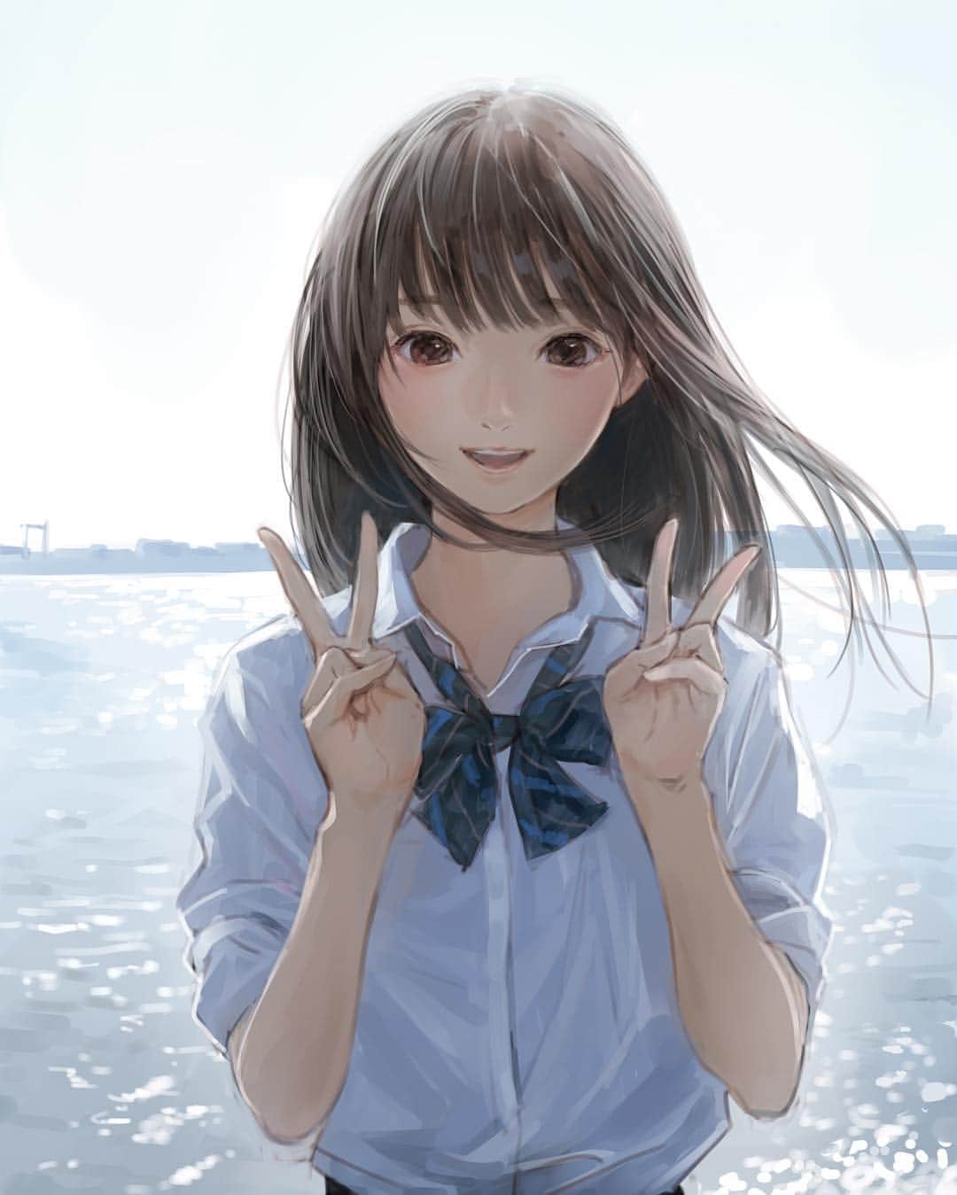 のインスタグラム：「#schoolgirl #illustration #artwork #drawing」