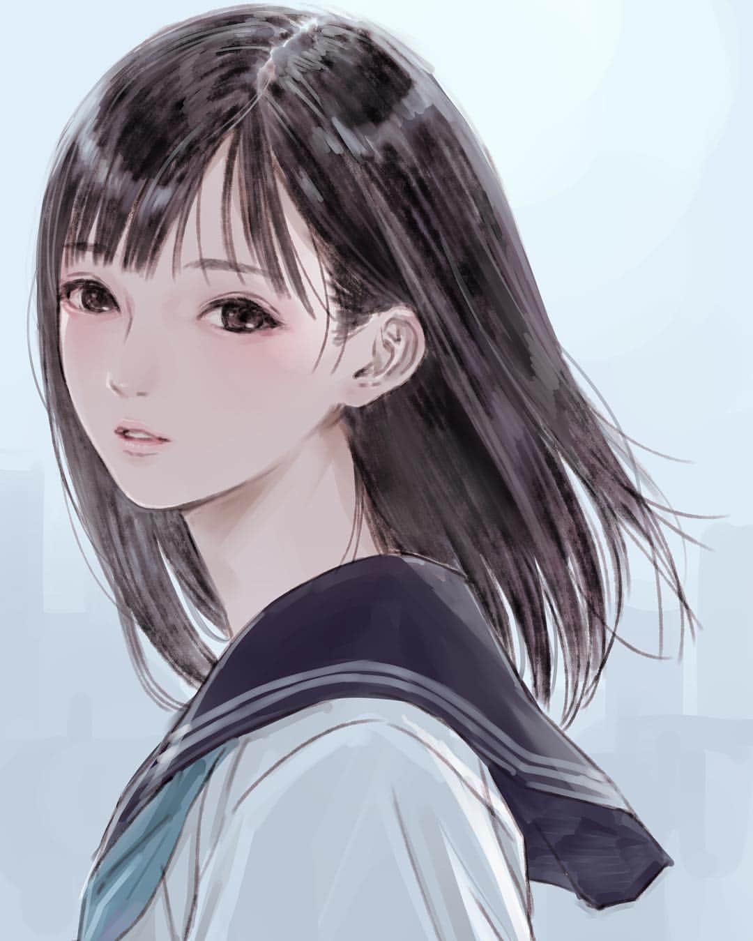 のインスタグラム：「#schoolgirl #illustration #artwork #drawing」