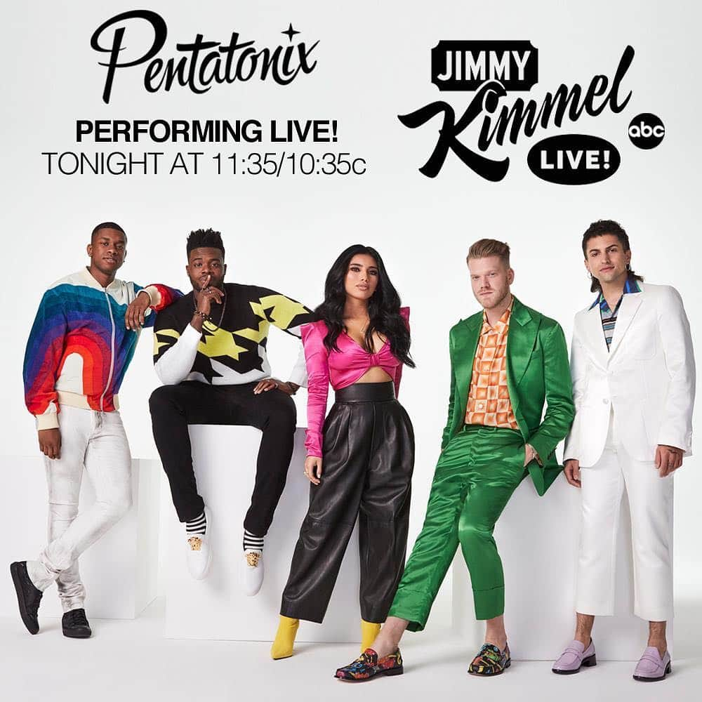 ペンタトニックスさんのインスタグラム写真 - (ペンタトニックスInstagram)「TONIGHT! We'll be stopping by ⁦‪@JimmyKimmelLive‬⁩ for a special PTX performance! Tune-in starting at 11:35/10:35c on ⁦‪@ABCNetwork‬⁩. #PTXonKimmel #JimmyKimmelLive」5月1日 3時17分 - ptxofficial