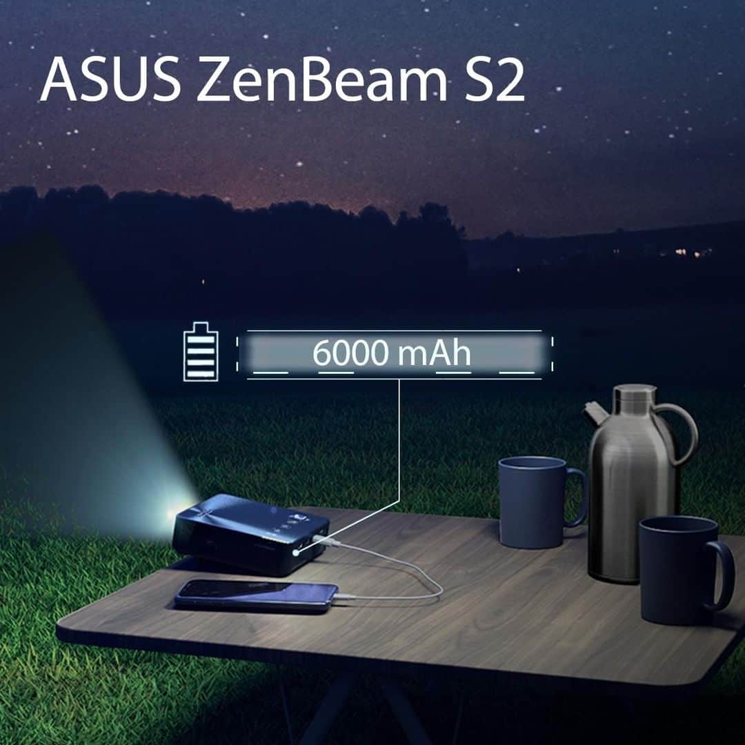 ASUSさんのインスタグラム写真 - (ASUSInstagram)「What can you expect from a built-in 6000mAh battery? Asus ZenBeam S2 projector delivers up to 3.5 hours of operation on a single charge. It also doubles as a portable power source for charging phones and mobile devices.  #ASUS #ZenBeam #portableprojector」4月30日 21時00分 - asus