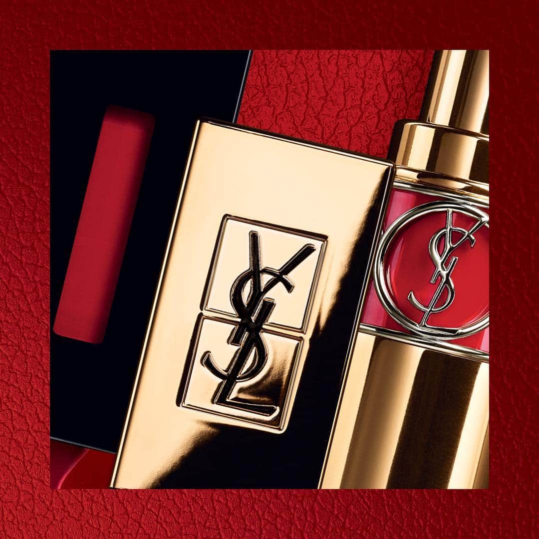 Yves Saint Laurent Beautyさんのインスタグラム写真 - (Yves Saint Laurent BeautyInstagram)「Rods of red, to light your fire 🔥 ROUGE VOLUPTÉ SHINE in N°101 MAKE IT BURN VERNIS À LÈVRES VINYL CREAM in N°425 MAKE ME YOURS #yslbeauty #endangermered #boldlips」4月30日 21時09分 - yslbeauty