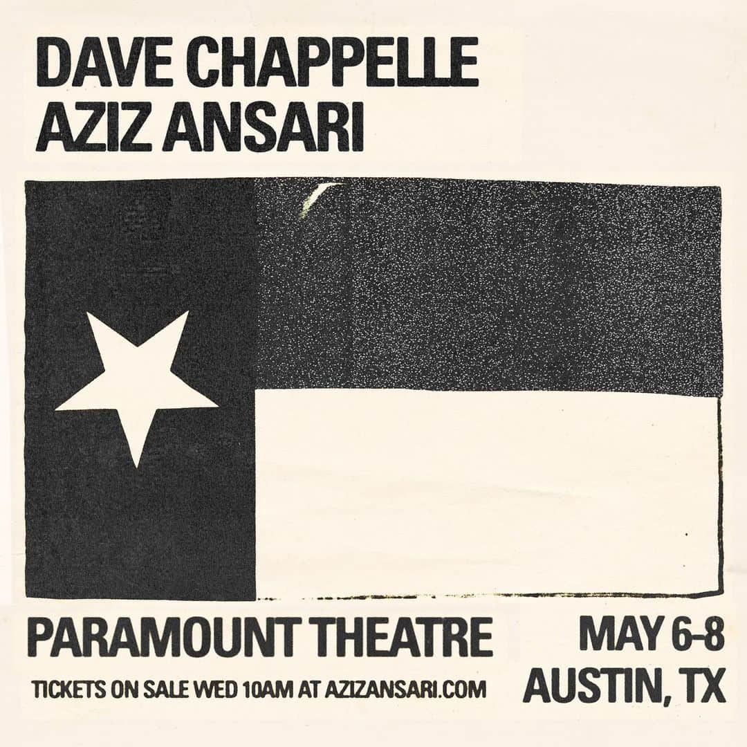 アジズ・アンサリさんのインスタグラム写真 - (アジズ・アンサリInstagram)「AUSTIN: Special shows at the Paramount with Dave Chappelle on May 6-8. On sale tomorrow at 10am azizansari.com.」5月1日 0時00分 - azizansari