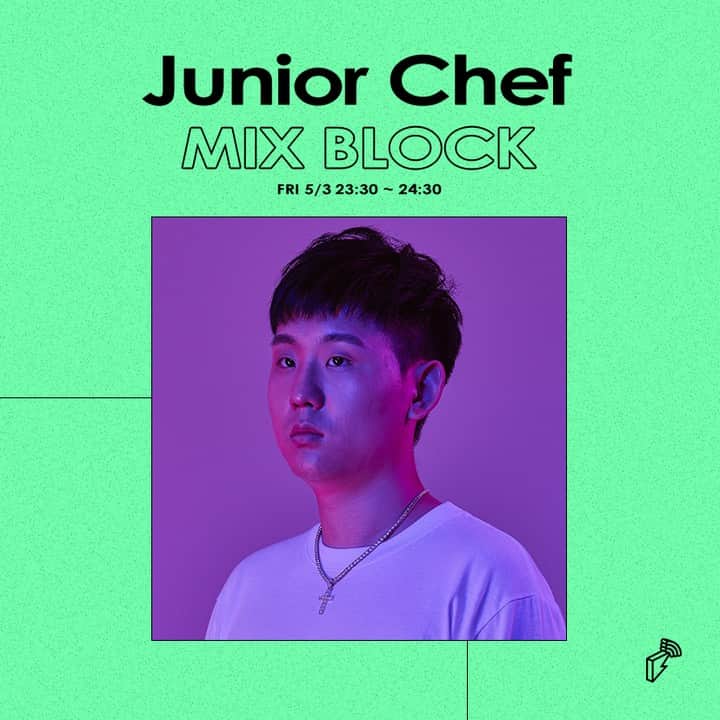 のインスタグラム：「今週のMIX BLOCKにEDC JAPAN 2019にも出演する、ソウル拠点に置く、Keith Apeの大ヒット「It G Ma」のプロデューサーJunior Chefが登場🔥 on air 05/03 (Fri) 23:30~24:30 JST #MIXBLOCK」