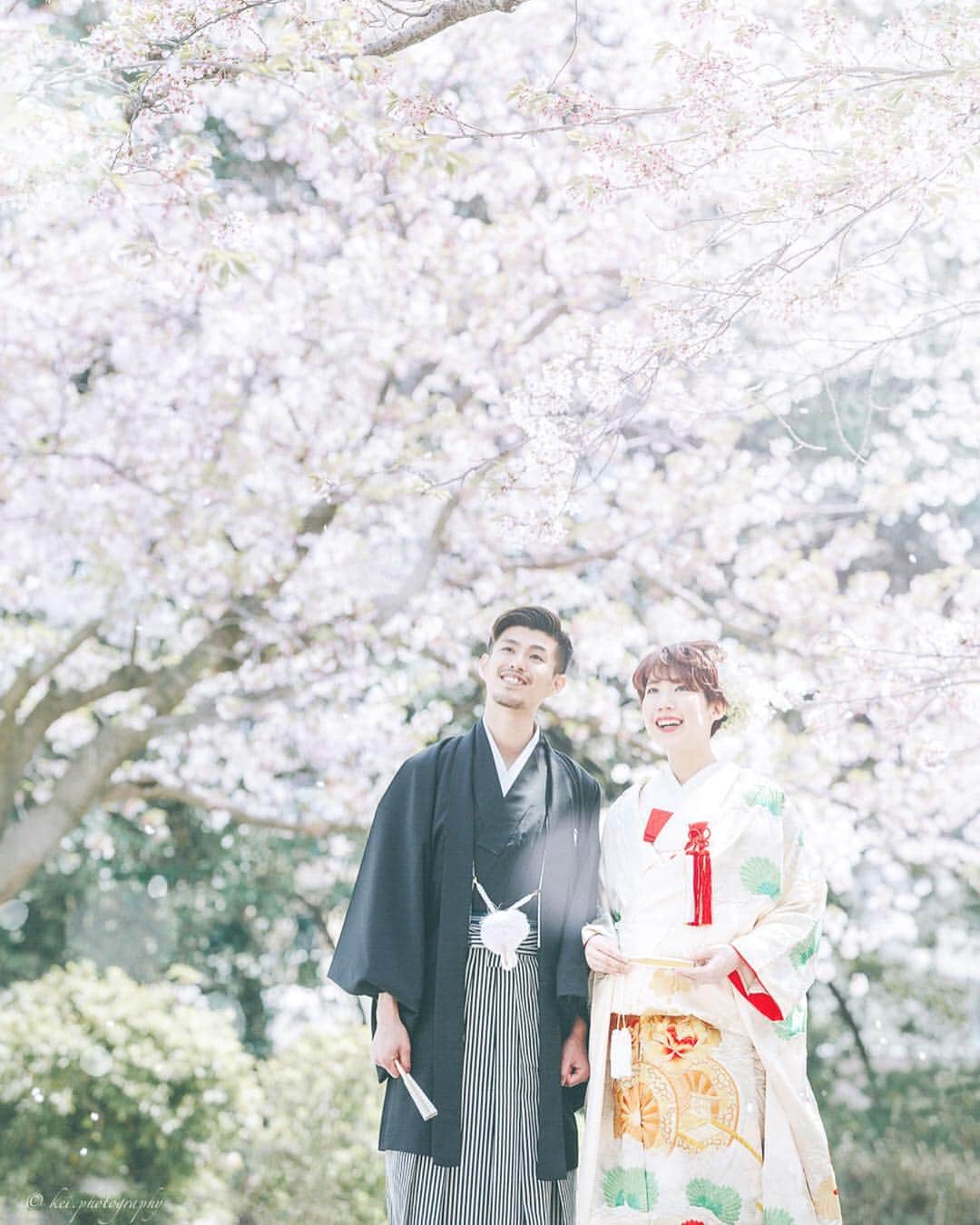 keiのインスタグラム：「Fukuoka - Japan . . #wedding #portrait #cherryblossam . . #weddingphotography #tokyocameraclub #igersjp #ig_phos #japan_daytime_view #photo_jpn #canon_photos #good_portraits_world #my_eos_photo #japanesestyle #lovers_nippon_portrait #ig_japan #engagementphoto #instagramjapan #jp_portrait部 #空 #桜 #一眼レフ #写真好きな人と繋がりたい #写真撮ってる人と繋がりたい #プレ花嫁 #チェリフォト #和装婚礼 #ポートレート #前撮り #カップルフォト #ウエディング」