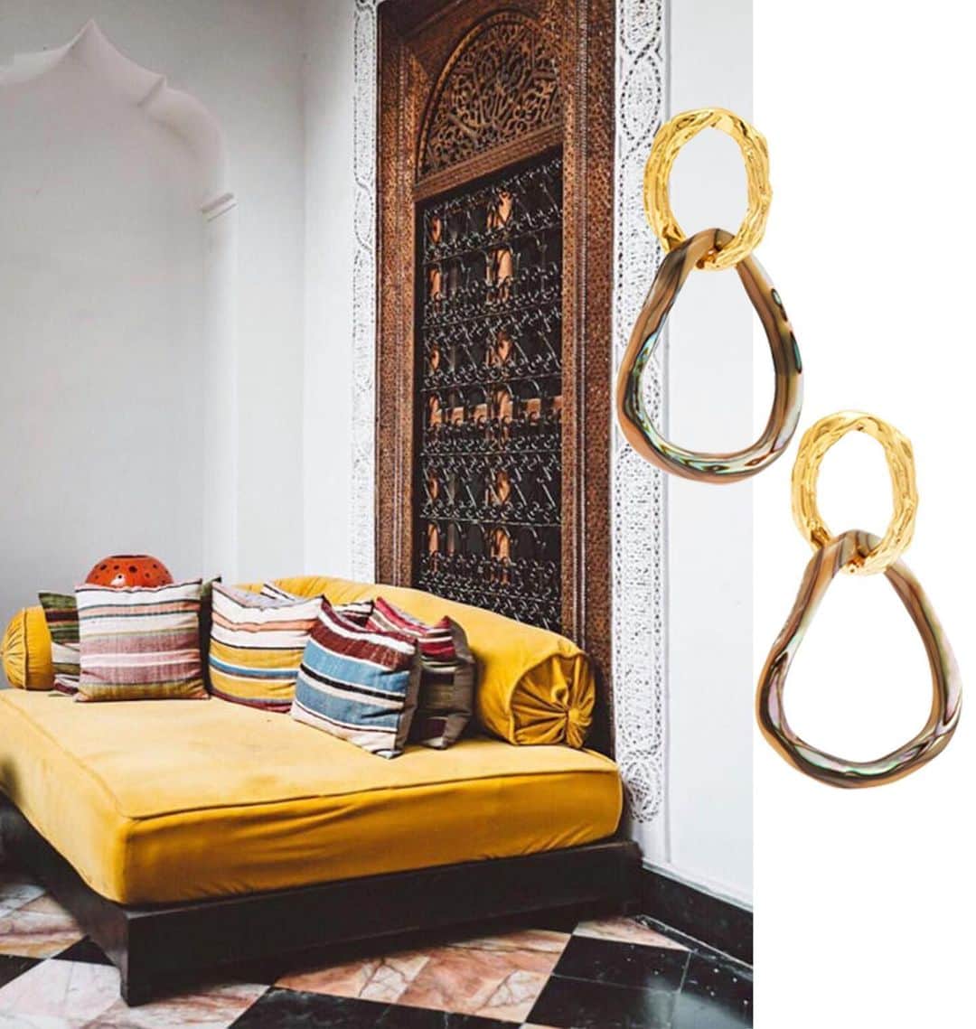 リジー フォルトゥナートさんのインスタグラム写真 - (リジー フォルトゥナートInstagram)「In the latest installment of Where I want to be & What I want to wear: The Loto Earrings with organic abalone links & the coolest corner in Morocco via sfgirlbybay.com 🌀 Earrings now online at @matchesfashion • #lizziefortunato」5月1日 4時56分 - lfjewels