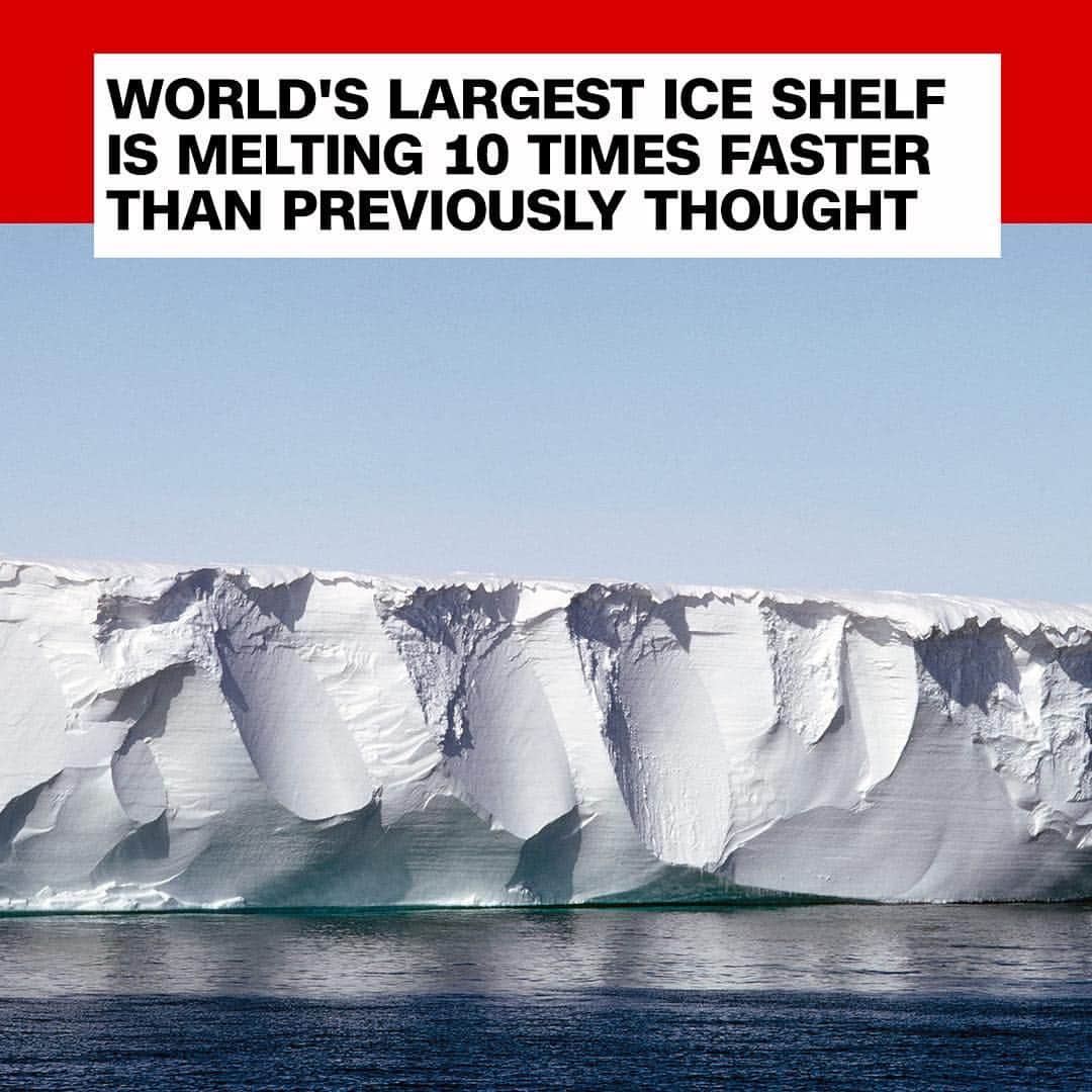CNNさんのインスタグラム写真 - (CNNInstagram)「The northwest sector of the Ross Ice Shelf in Antarctica, which in total is roughly the size of France, is melting far faster than scientists previously thought, according to the University of Cambridge. Scientists have discovered that ocean water warmed by the sun is partly to blame. The collapse of the world's major ice shelves could lead to a sea level rise of several meters or more, according to the British Antarctic Survey. For more climate news, follow @cnnclimate. (📸: Deagostini/Getty Images)」5月1日 5時18分 - cnn