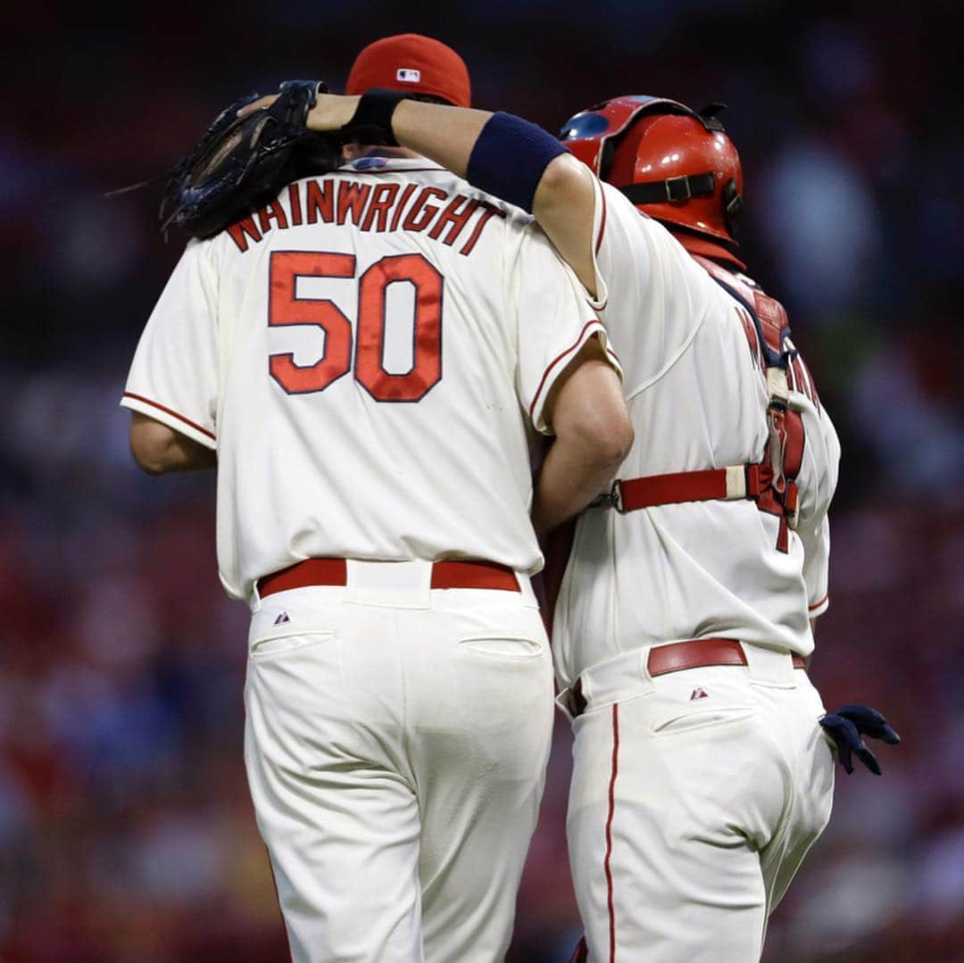 セントルイス・カージナルスさんのインスタグラム写真 - (セントルイス・カージナルスInstagram)「Adam Wainwright and Yadier Molina are making their 248th career start together, tying for 10th most in MLB history.」5月1日 7時12分 - cardinals