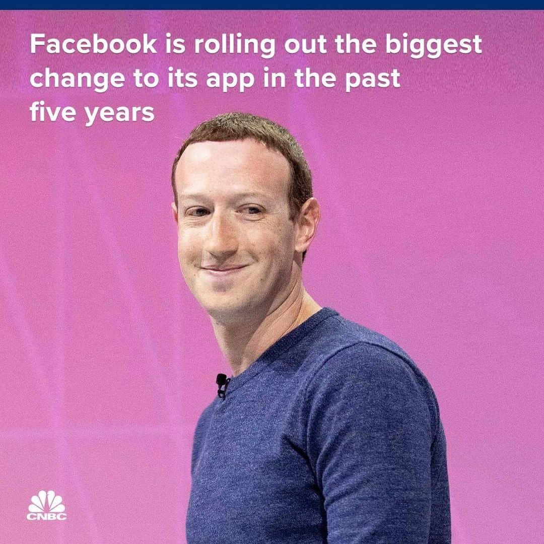 CNBCさんのインスタグラム写真 - (CNBCInstagram)「“The app isn’t even blue anymore,” Facebook CEO Mark Zuckerberg said, chuckling at the thought.⁣ ⁣ Facebook is rolling out the biggest change to its app in the past five years. The new version of the app will roll out in the U.S. on Tuesday and will continue to roll out around the world in the coming weeks. “It has a much bigger focus on communities and making communities as central as friends,” Zuckerberg said, highlighting the app’s simpler design.⁣ ⁣ Facebook is also working on a new version of its desktop website, which Zuckerberg said is coming later this year.⁣ ⁣ You can read more on the redesign, at the link in bio.⁣ ⁣ *⁣ *⁣ *⁣ *⁣ *⁣ *⁣ *⁣ *⁣ ⁣ #MarkZuckerberg #Facebook #Redesign #FB5 #Community #tech #SiliconValley #Technology #Media #SocialMedia #CEO #Privacy #FB #Update #News #TechNews #BusinessNews #CNBC」5月1日 10時10分 - cnbc