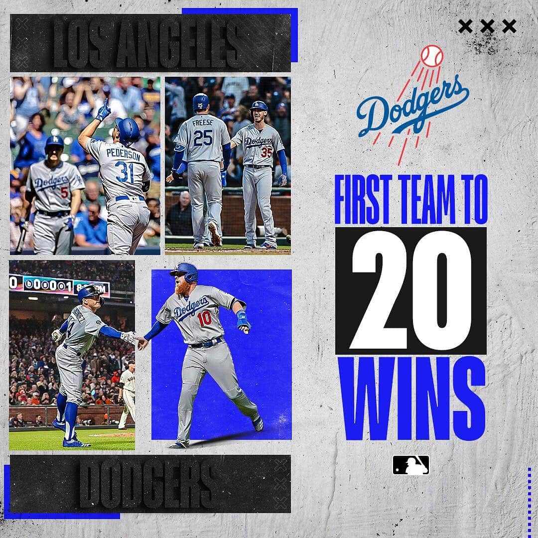 MLBさんのインスタグラム写真 - (MLBInstagram)「Pretty soon on the West Coast it’s gonna be May ... and the @dodgers already have 20 wins.」5月1日 14時51分 - mlb